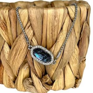 Color Street Northern Wonder Blue Iridescent Chain Bracelet Silver Tone